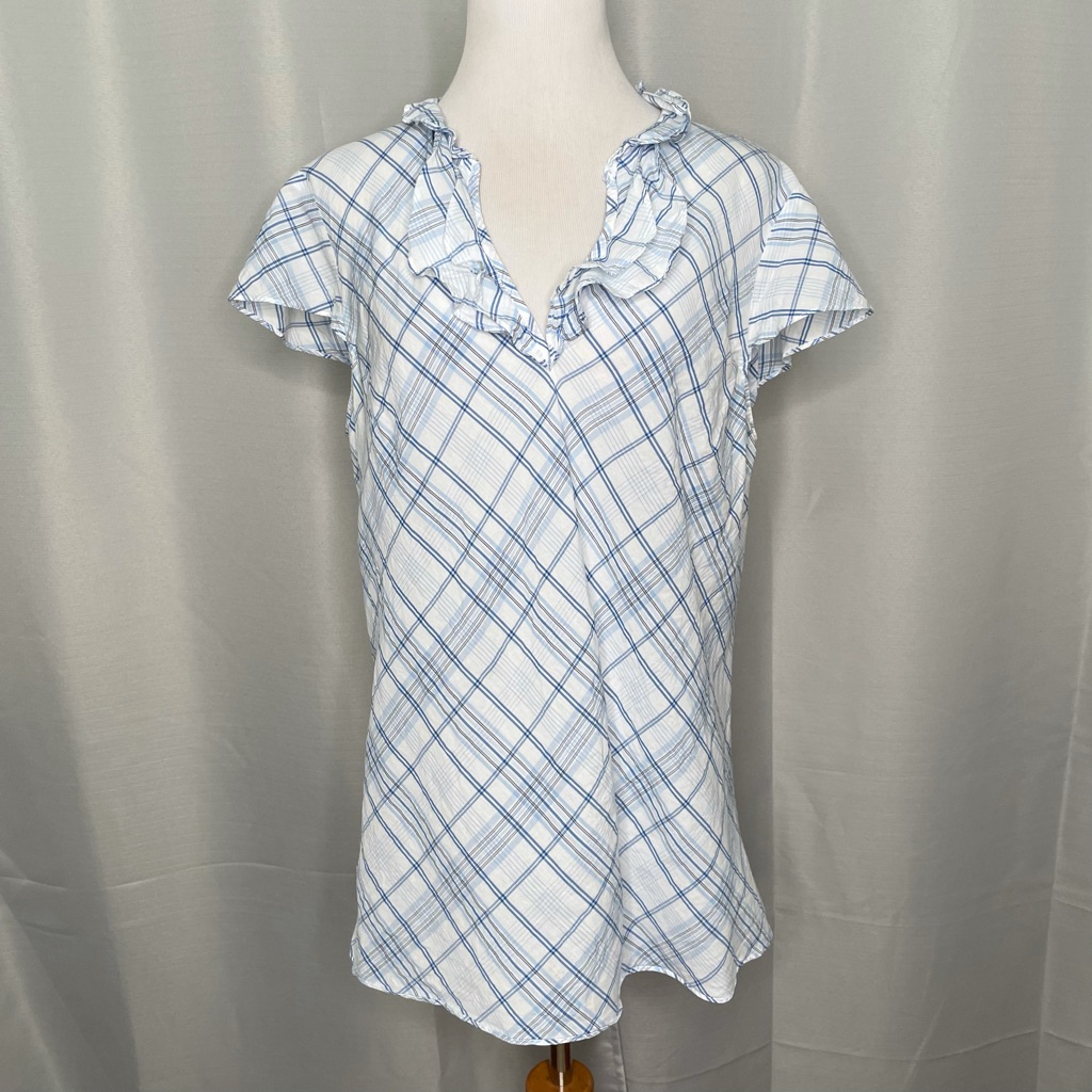 Talbots Ruffled Split Neck Top